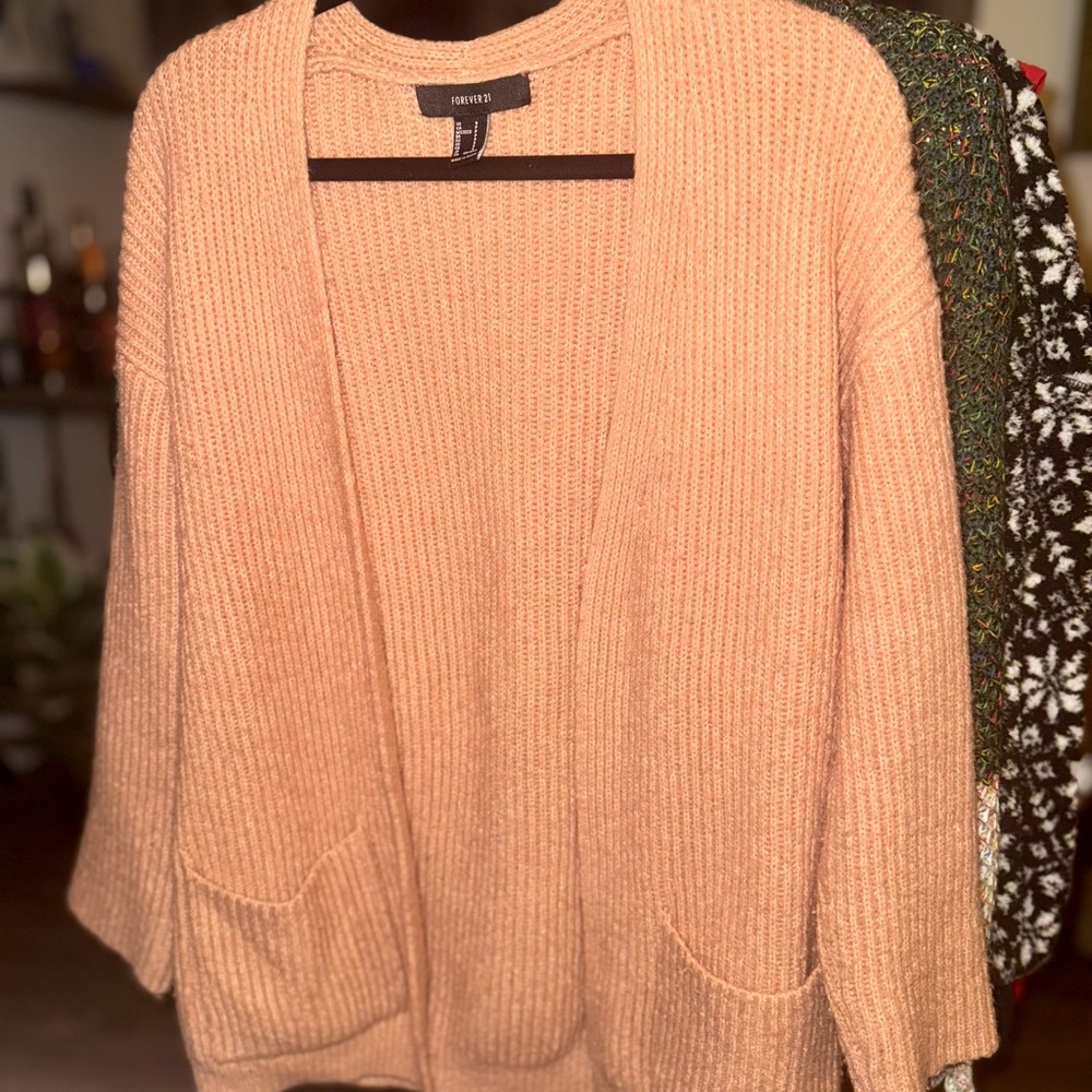 Peach Cardigan with Pockets
